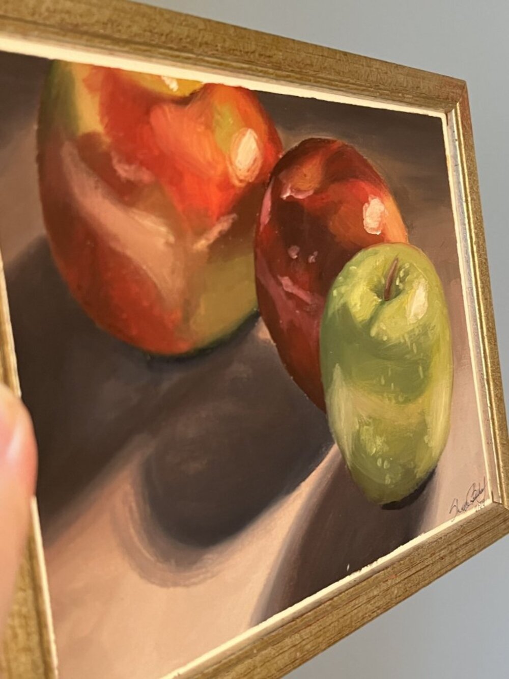 Still Life Apple Painting In Gold Frame - Signed Original Artwork 2014 - Picture 2 of 8
